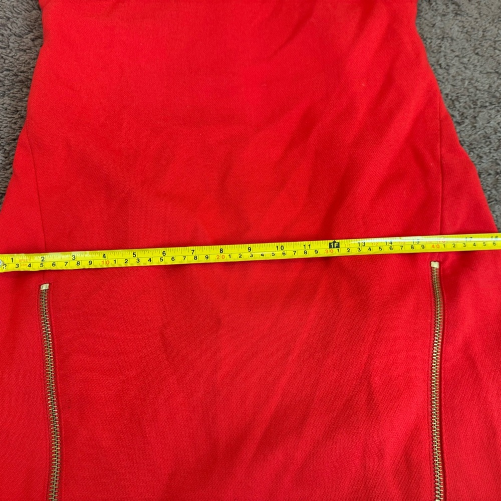 2 FOR $25 J CREW Double Zip Shift Dress Red Gold Zipper 3/4 Sleeve Sheath 6 $138 - Picture 9 of 9